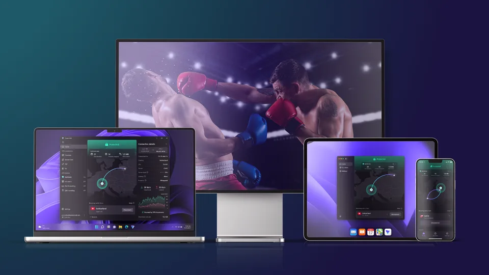 Television displaying a live boxing event