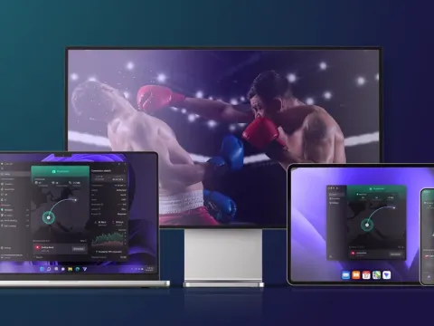 Television displaying a live boxing event